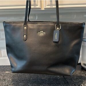 Coach Black Pebbled Leather Tote